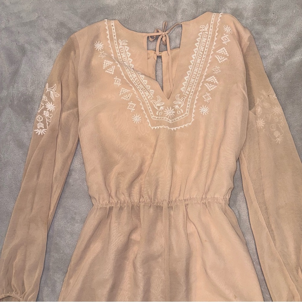Forever 21 Tan Embroidered Flowy Romper - Picture 5 of 9